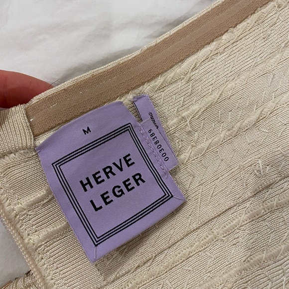 Herve Leger Strapless Bandage Mini Dress in Nude/Champagne - Picture 6 of 7